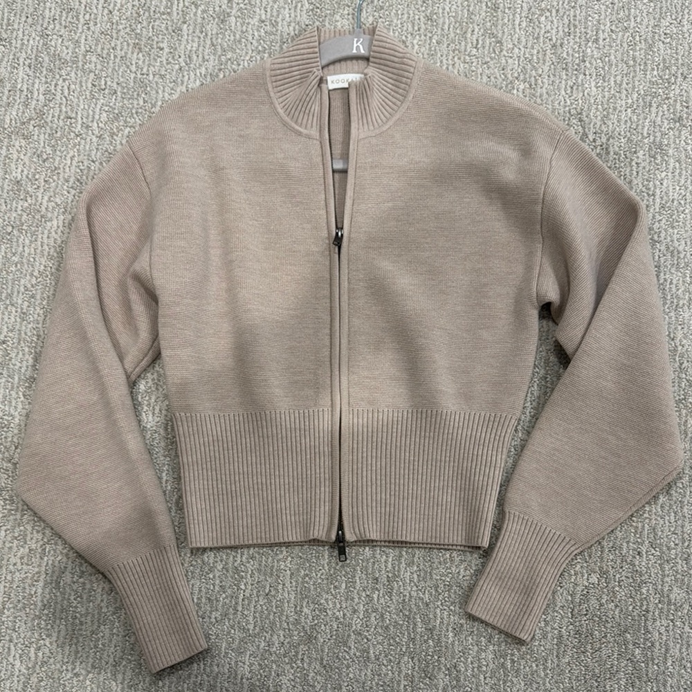Kookai dalton Beige Zip-Up Cardigan